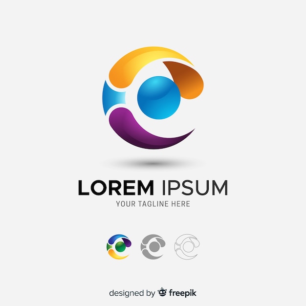 Gradient tridimensional abstract company logo