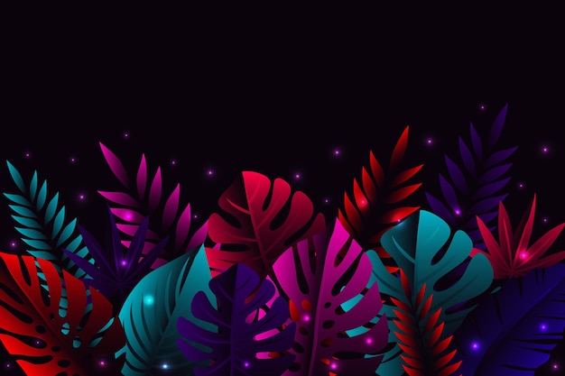 Free vector gradient tropical leaves background