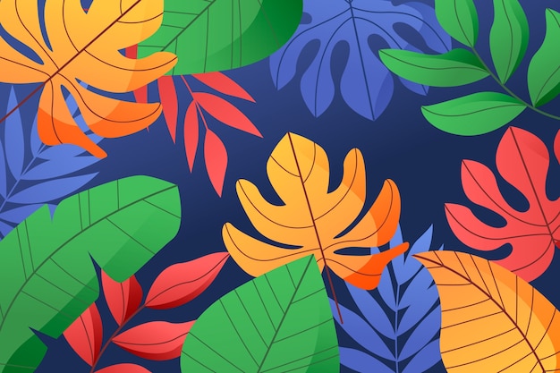 Gradient tropical leaves background