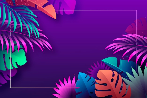 Gradient tropical leaves background