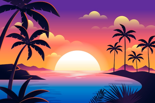 Free Vector gradient tropical sunset background