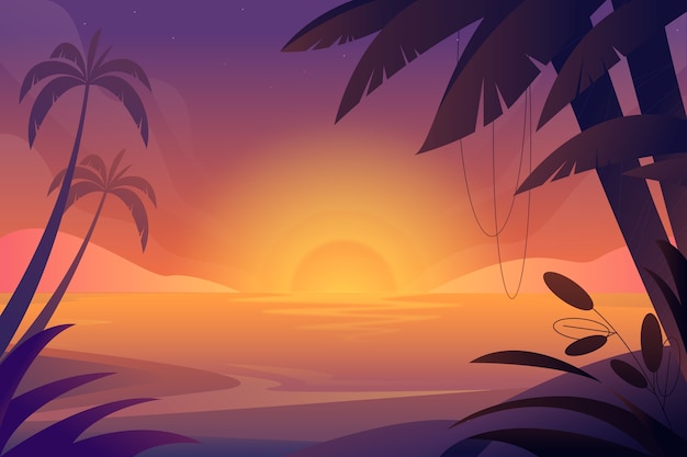 Free Vector gradient tropical sunset background