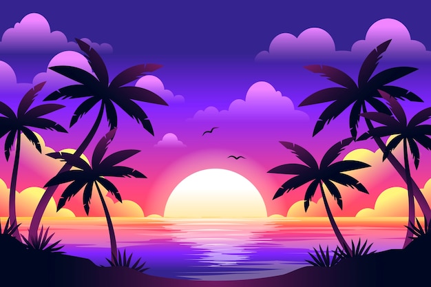 Gradient tropical sunset background