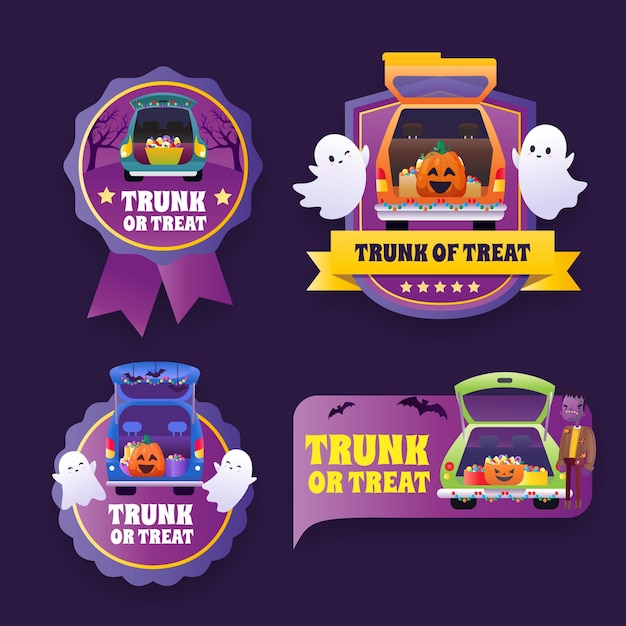 Gradient trunk or treat badges collection