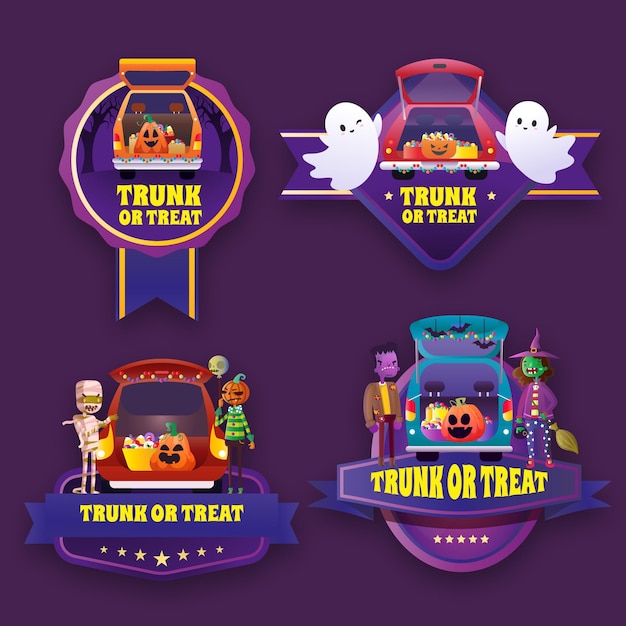 Gradient trunk or treat badges collection