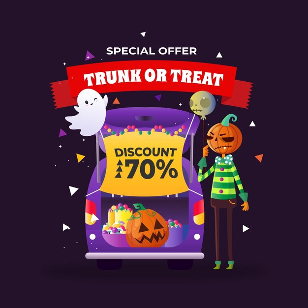 Gradient trunk or treat sale illustration