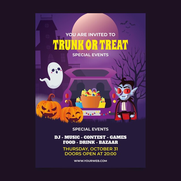 Gradient trunk or treat vertical poster template