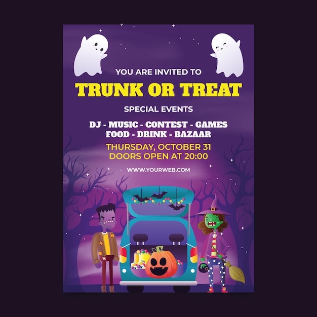 Gradient trunk or treat vertical poster template