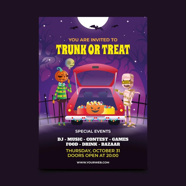 Gradient trunk or treat vertical poster template