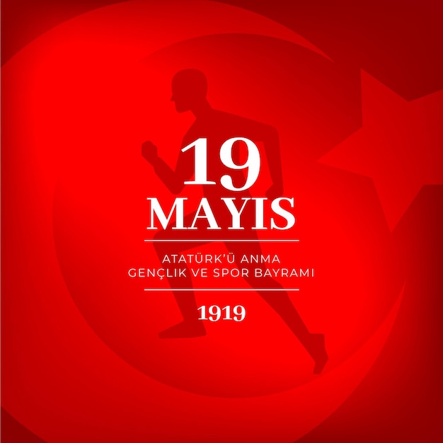 Free Vector gradient turkish commemoration of ataturk, youth and sports day illustration