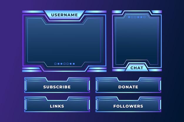 Gradient twitch platform panels set