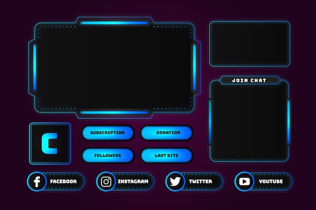 Free vector gradient twitch platform panels