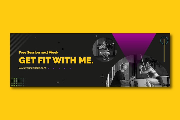 Free Vector gradient twitter header template for gym and exercise