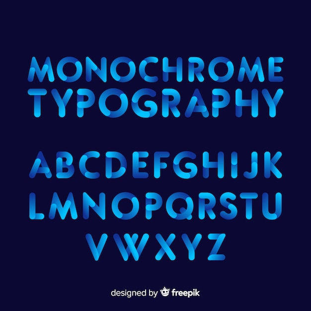 Gradient typography alphabet template