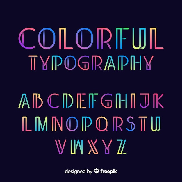 Gradient typography alphabet template