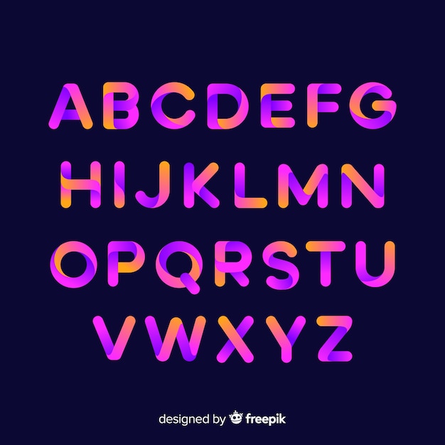 Gradient typography alphabet template