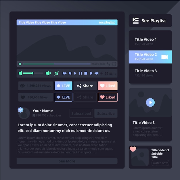 Free vector gradient ui kit collection