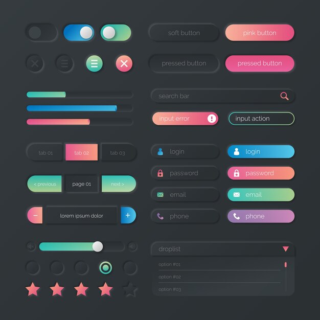 Gradient ui kit elements collection