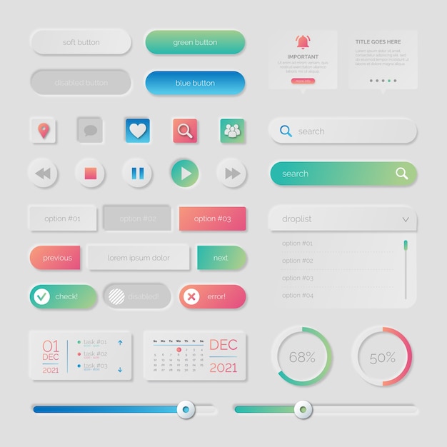 Gradient ui kit elements collection