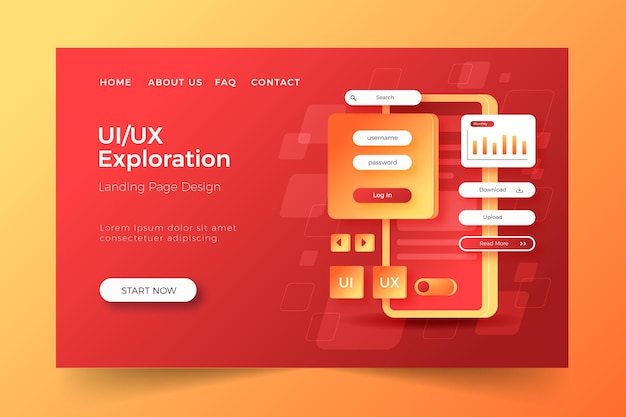 Free Vector gradient ui/ux landing page template