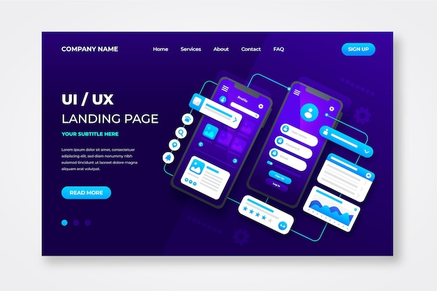 Free Vector gradient ui/ux landing page template