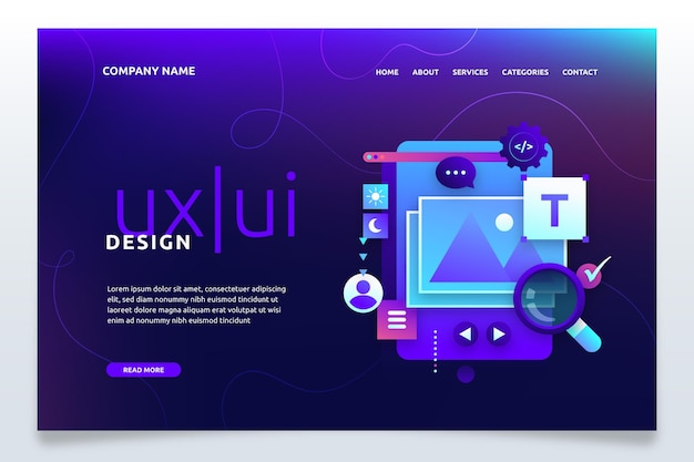 Gradient ui/ux landing page template