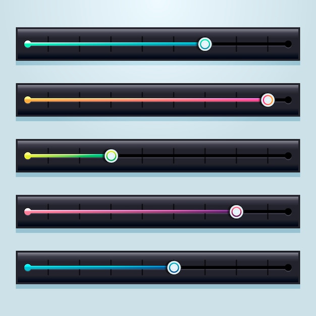 Gradient user interface sliders collection