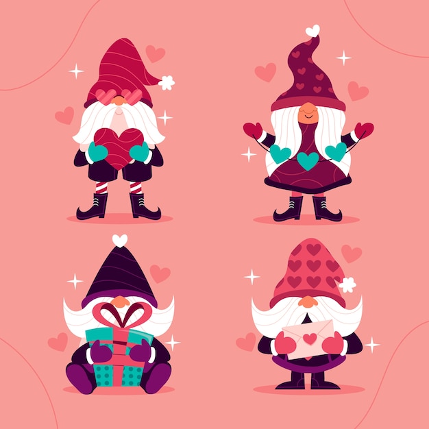 Free vector gradient valentine's day gnomes collection