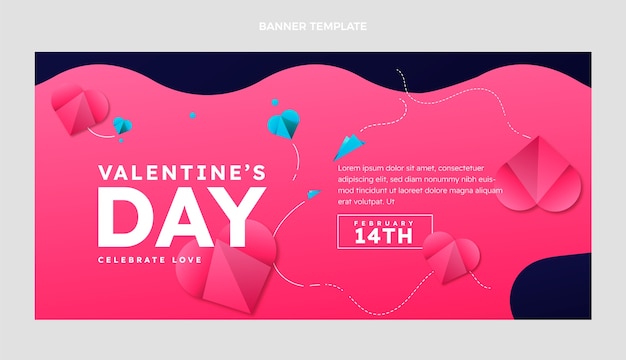 Gradient valentine's day horizontal banner