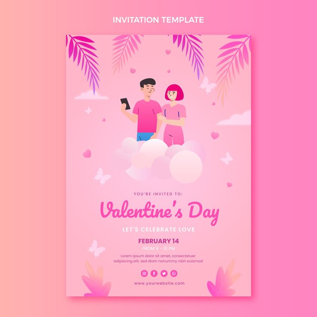 Gradient valentine's day invitation template