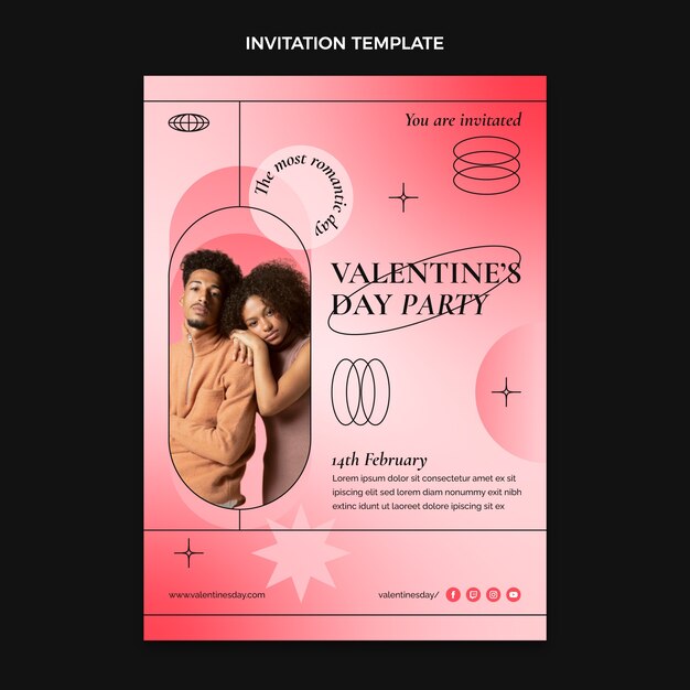 Gradient valentine's day invitation template