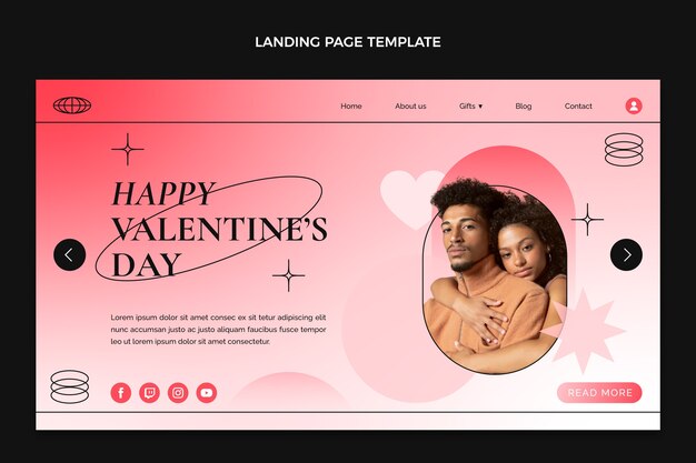 Gradient valentine's day landing page template