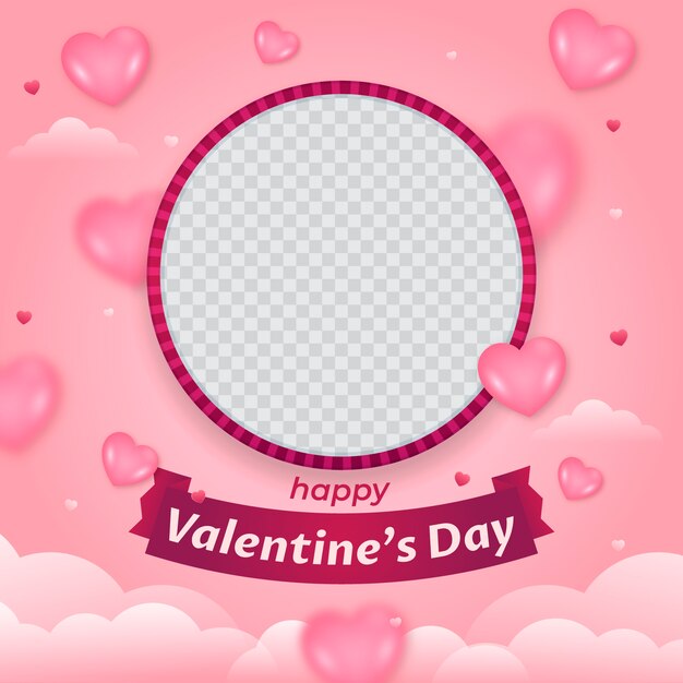 Gradient valentine's day photo frame template