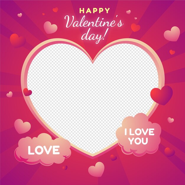 Gradient valentine's day photo frame template