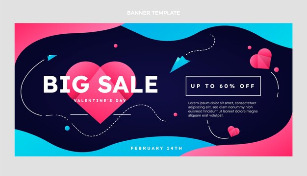 Gradient valentine's day sale horizontal banner