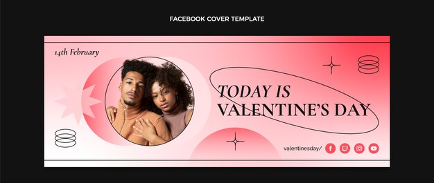 Gradient valentine's day social media cover template