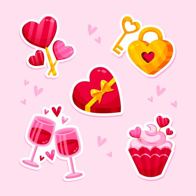 Gradient valentine's day stickers collection