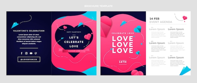 Gradient valentine's day trifold brochure template