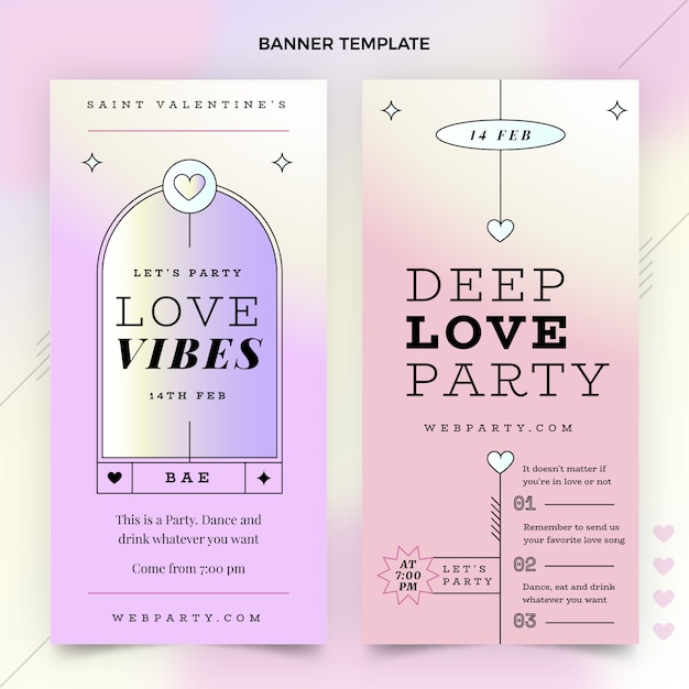 Gradient valentine's day vertical banners set