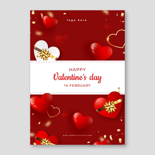 Gradient valentine's day vertical flyer template