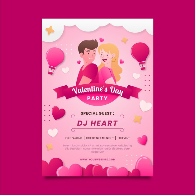 Gradient valentine's day vertical flyer template