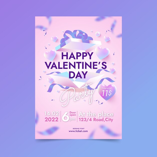 Gradient valentine's day vertical flyer template