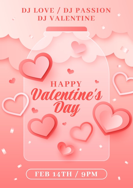 Gradient valentine's day vertical flyer template