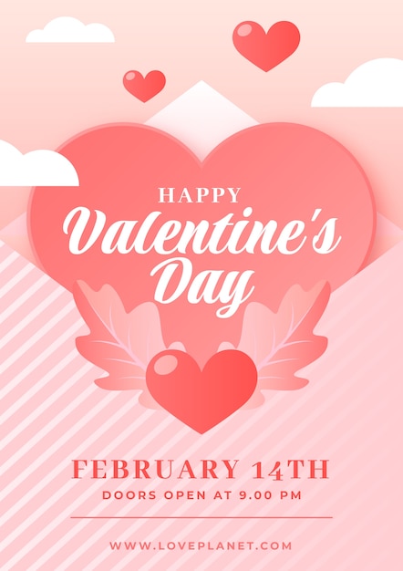 Gradient valentine's day vertical flyer template