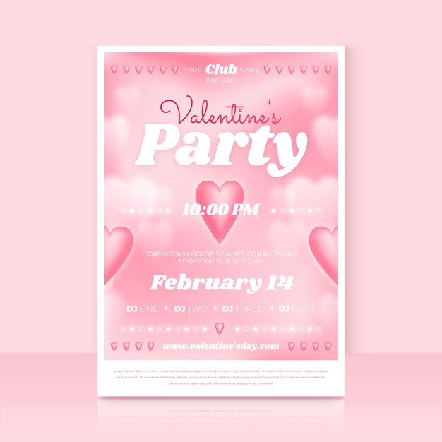 Gradient valentine's day vertical flyer template