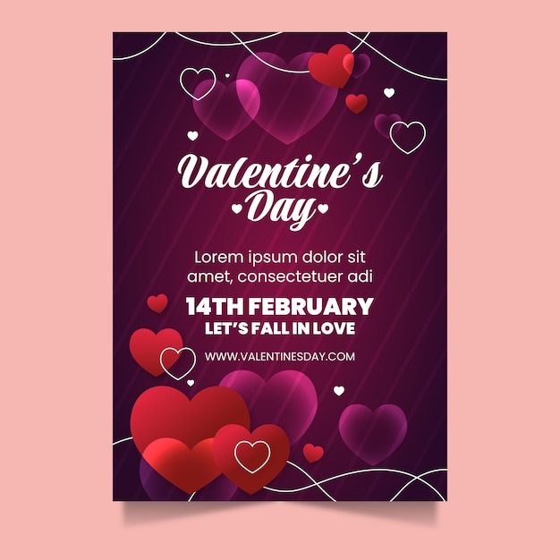 Free vector gradient valentine's day vertical flyer template