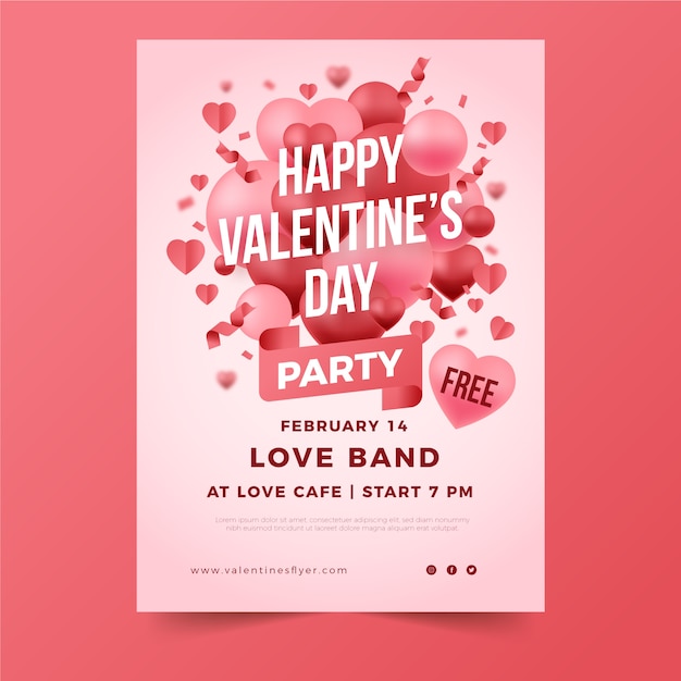 Gradient valentine's day vertical flyer template