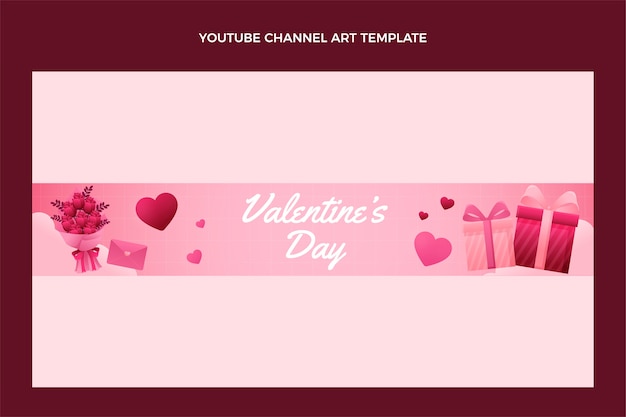 Gradient valentine's day youtube channel art