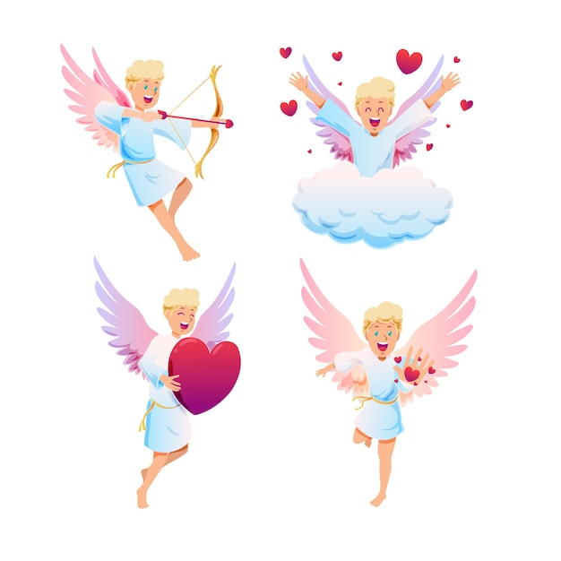 Gradient valentines day cupid characters collection