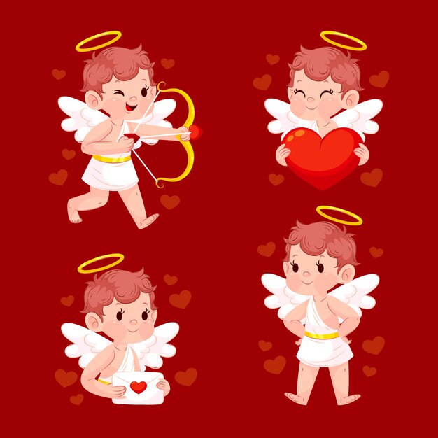 Gradient valentines day cupid characters collection